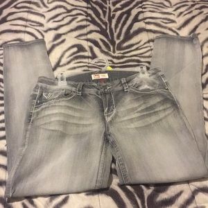 Grey and silver jeans